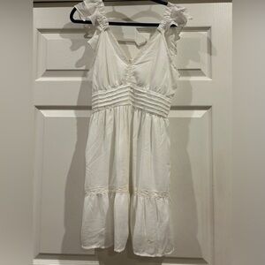 Indigo White Ruffled Mini Dress